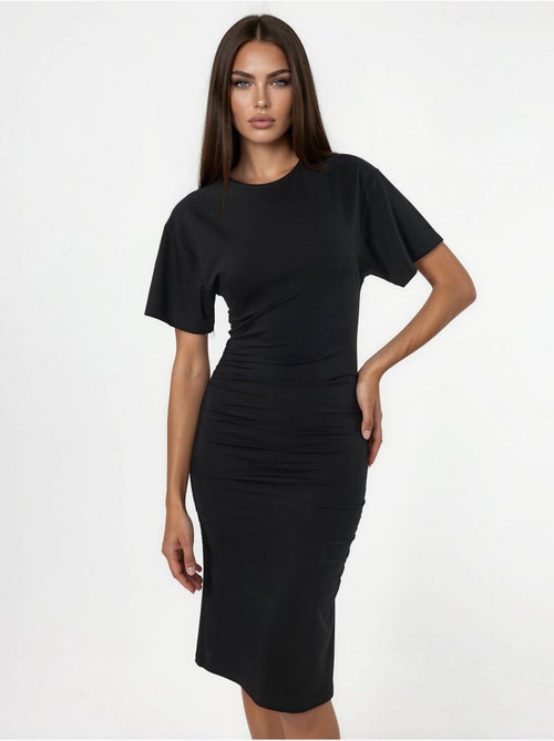 Mini abito a t-shirt con girocollo e drappeggio busem - Kiabi Mini abito a t-shirt con girocollo e drappeggio busem - Kiabi