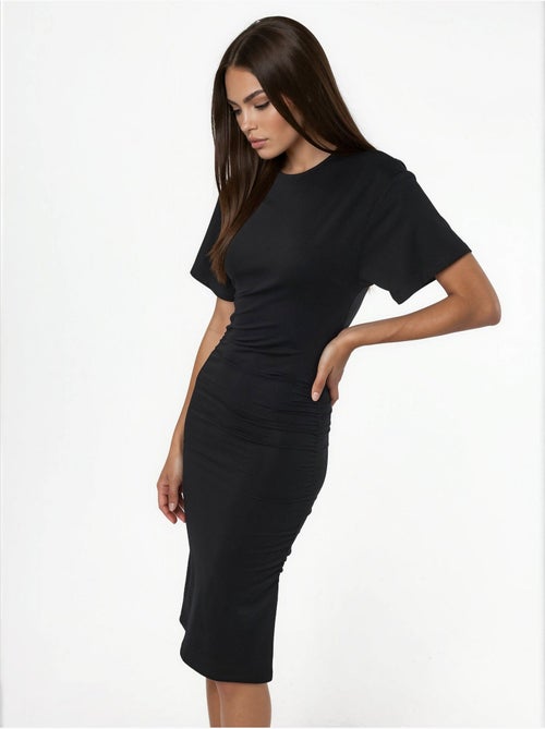Mini abito a t-shirt con girocollo e drappeggio busem - Kiabi Mini abito a t-shirt con girocollo e drappeggio busem - Kiabi