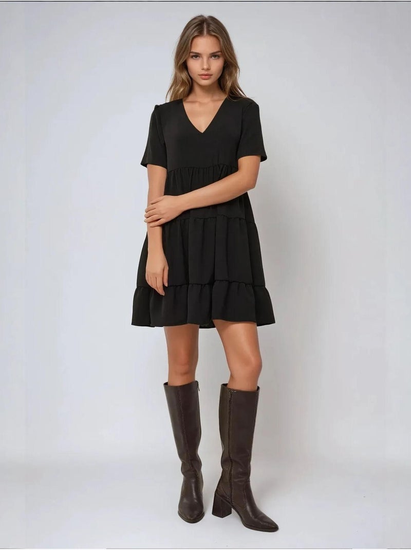 Mini abito a trapezio con scollo a V Nero - Kiabi