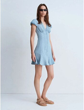 Mini abito a trapezio in denim dilvin