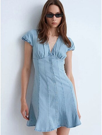Mini abito a trapezio in denim dilvin