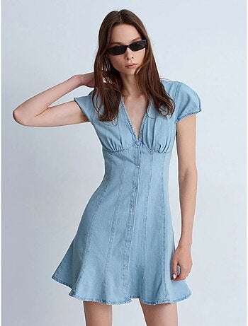 Mini abito a trapezio in denim dilvin
