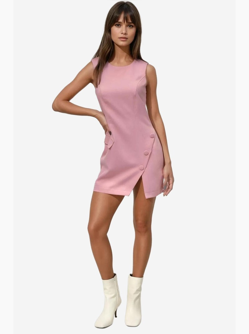 Mini abito aderente con girocollo e bottoni hiccup Rosa pallido - Kiabi