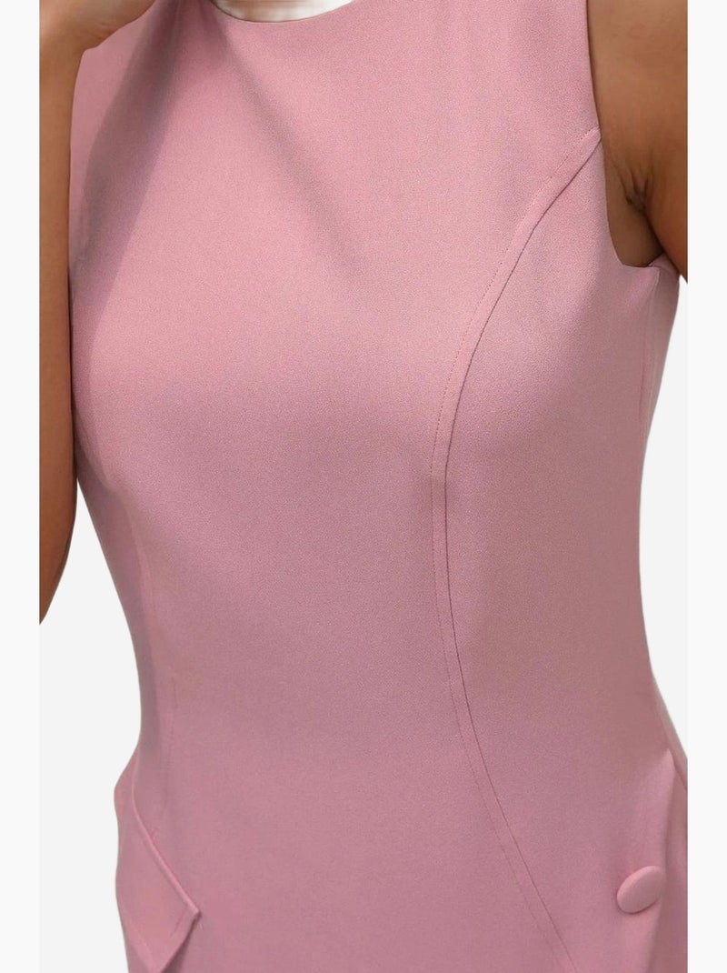 Mini abito aderente con girocollo e bottoni hiccup Rosa pallido - Kiabi