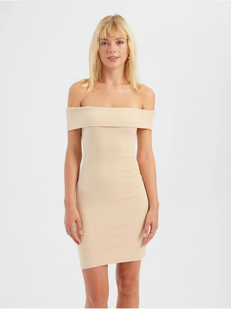 Mini abito aderente con spalle scoperte hiccup Beige naturale - Kiabi