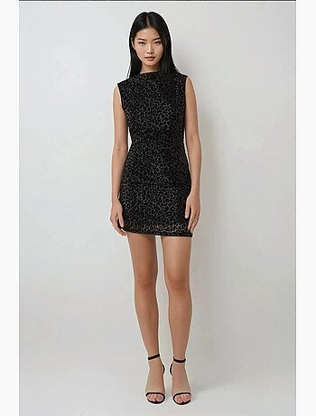 Mini abito aderente con stampa leopardata hiccup