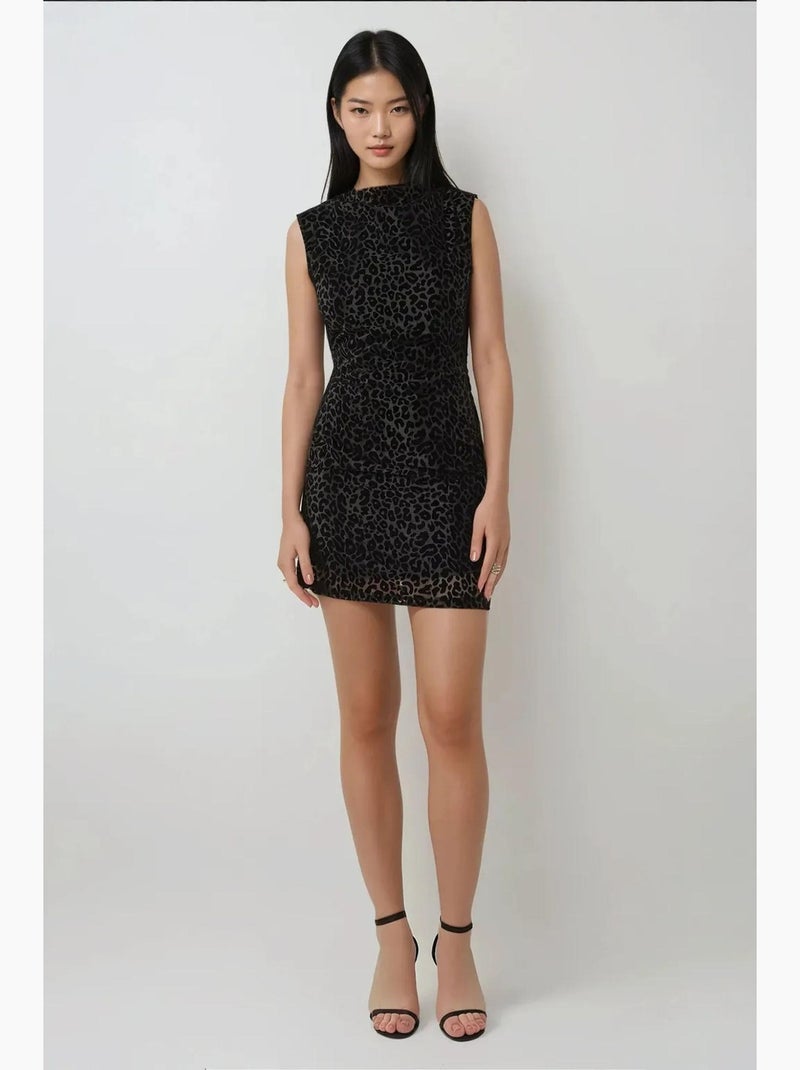 Mini abito aderente con stampa leopardata hiccup Nero - Kiabi