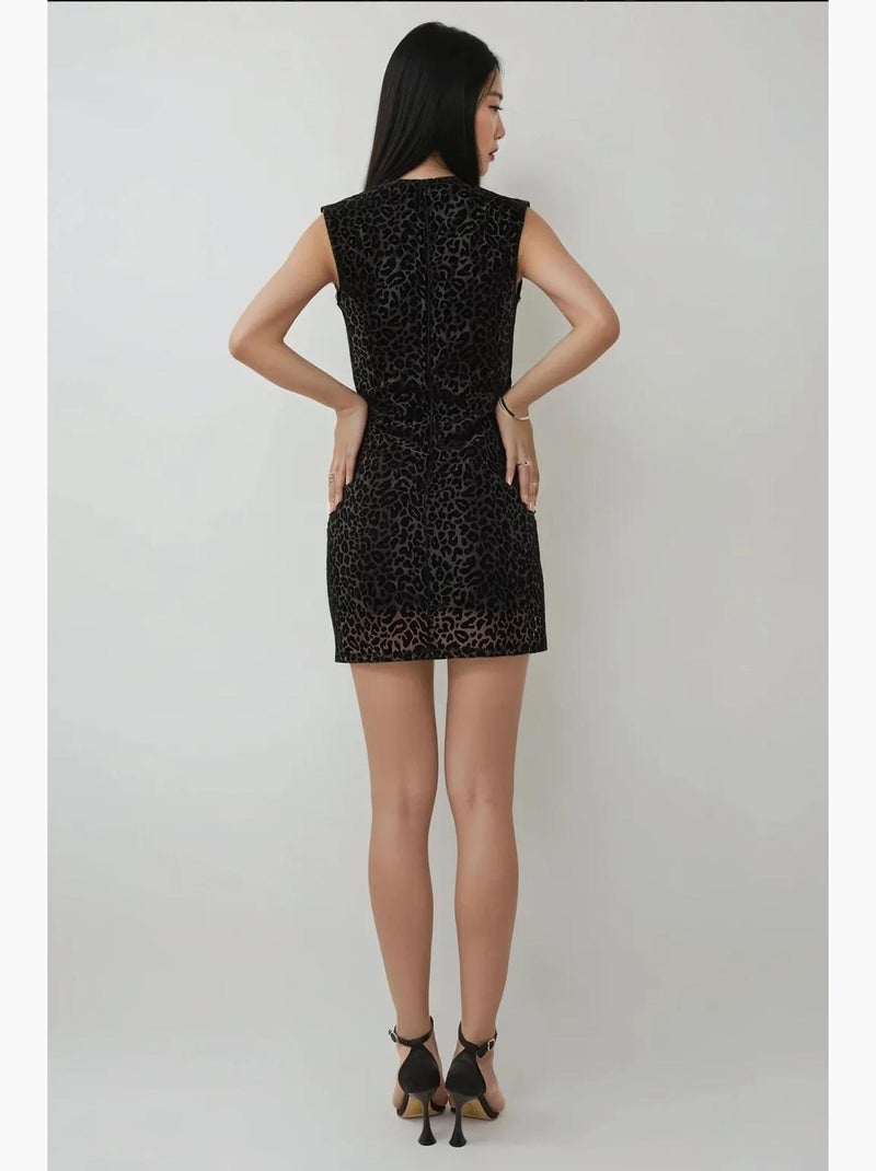 Mini abito aderente con stampa leopardata hiccup Nero - Kiabi