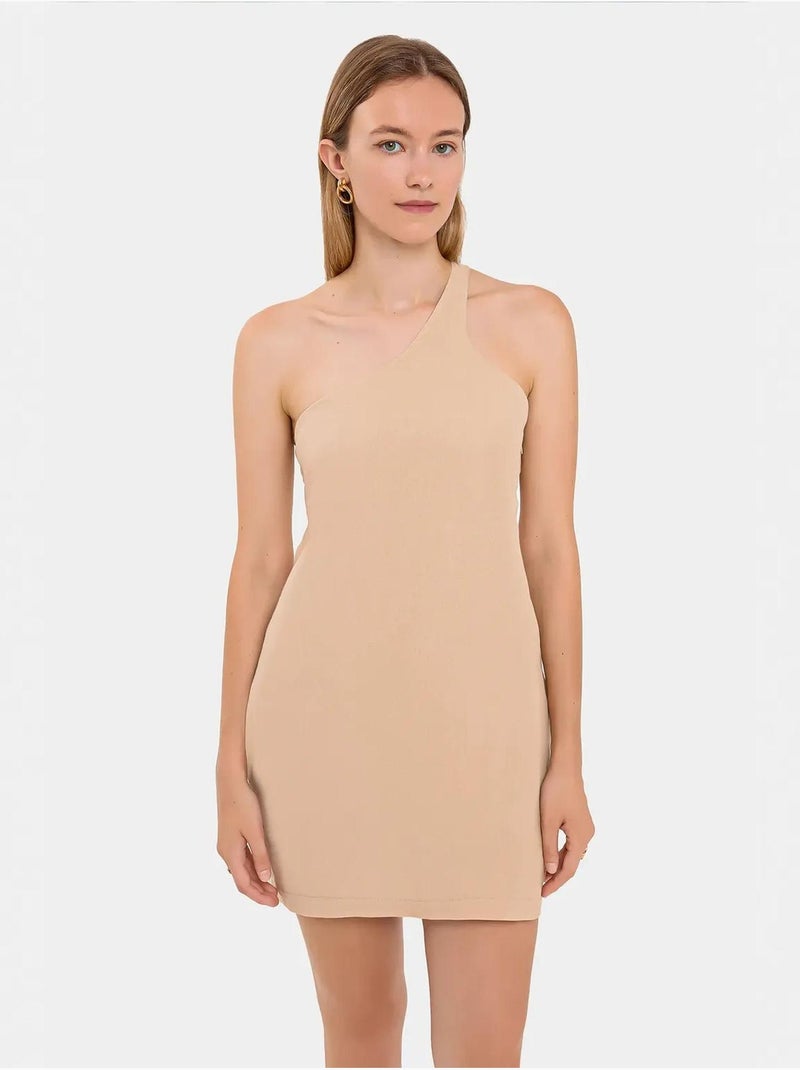 Mini abito aderente monospalla hiccup Beige naturale - Kiabi