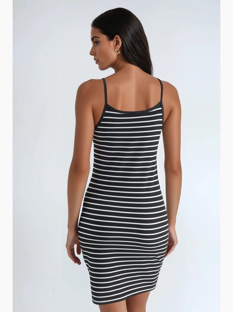 Mini abito bodycon con spalline hiccup Nero Bianco - Kiabi