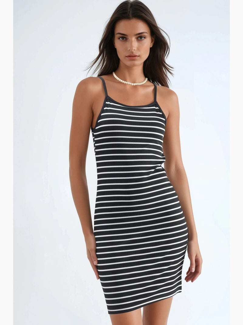 Mini abito bodycon con spalline hiccup Nero Bianco - Kiabi