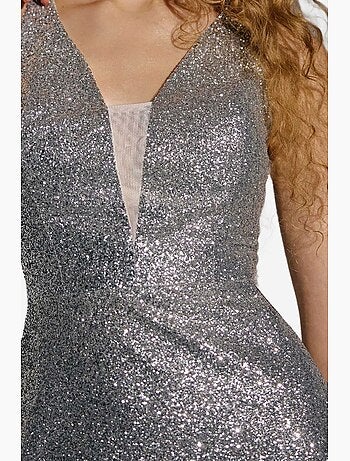 Mini abito bodycon glitter senza maniche con scollo a v hiccup