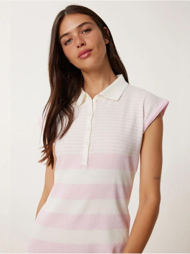 Mini abito bodycon in maglia a righe istanbul Rosa chiaro - Kiabi