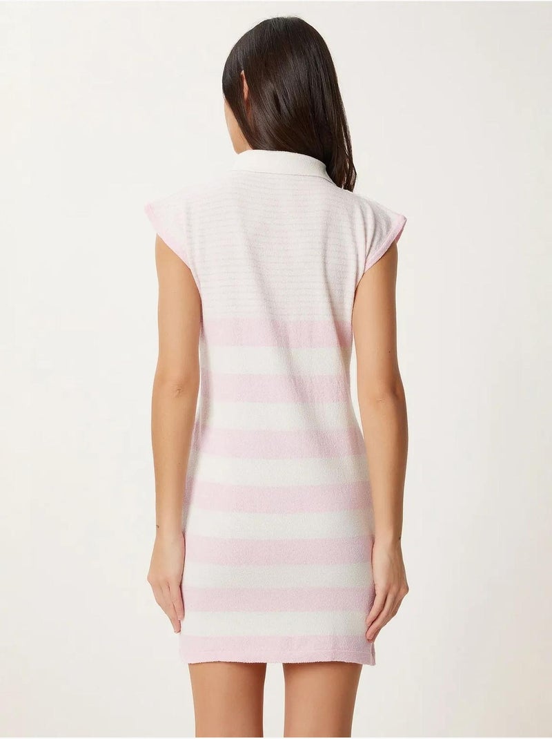Mini abito bodycon in maglia a righe istanbul Rosa chiaro - Kiabi