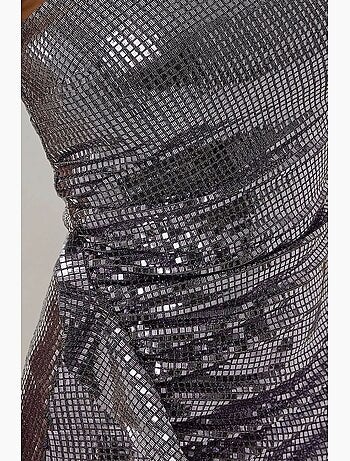 Mini abito bodycon senza spalline con paillettes e dettaglio drappeggiato hiccup