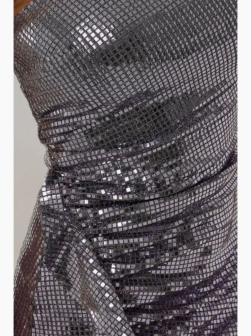 Mini abito bodycon senza spalline con paillettes e dettaglio drappeggiato hiccup Argento - Kiabi