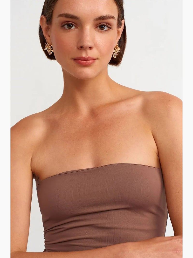 Mini abito bodycon senza spalline dilvin Tortora - Kiabi