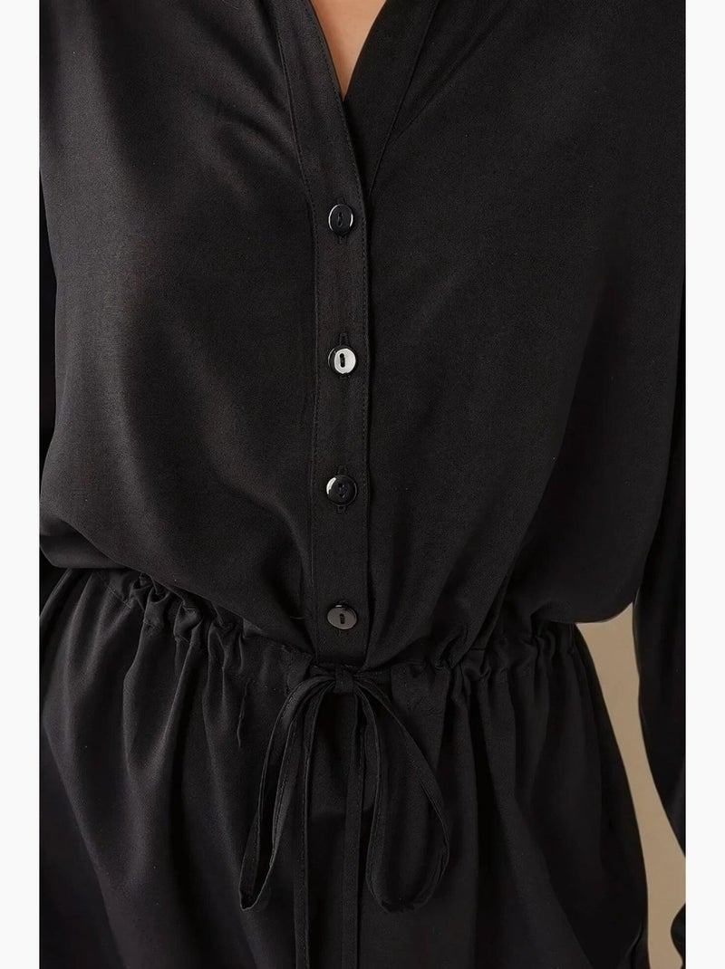 Mini abito-camicia in viscosa relax fit hiccup Nero - Kiabi