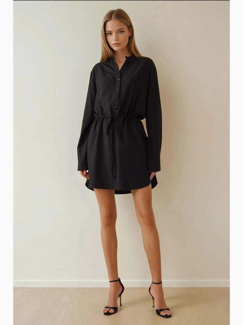 Mini abito-camicia in viscosa relax fit hiccup Nero - Kiabi