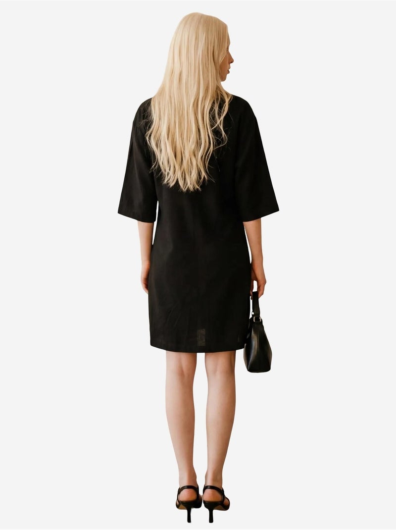 Mini abito con colletto polo e maniche a tre quarti my fashion Nero - Kiabi