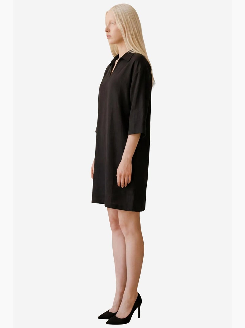 Mini abito con colletto polo e maniche a tre quarti my fashion Nero - Kiabi