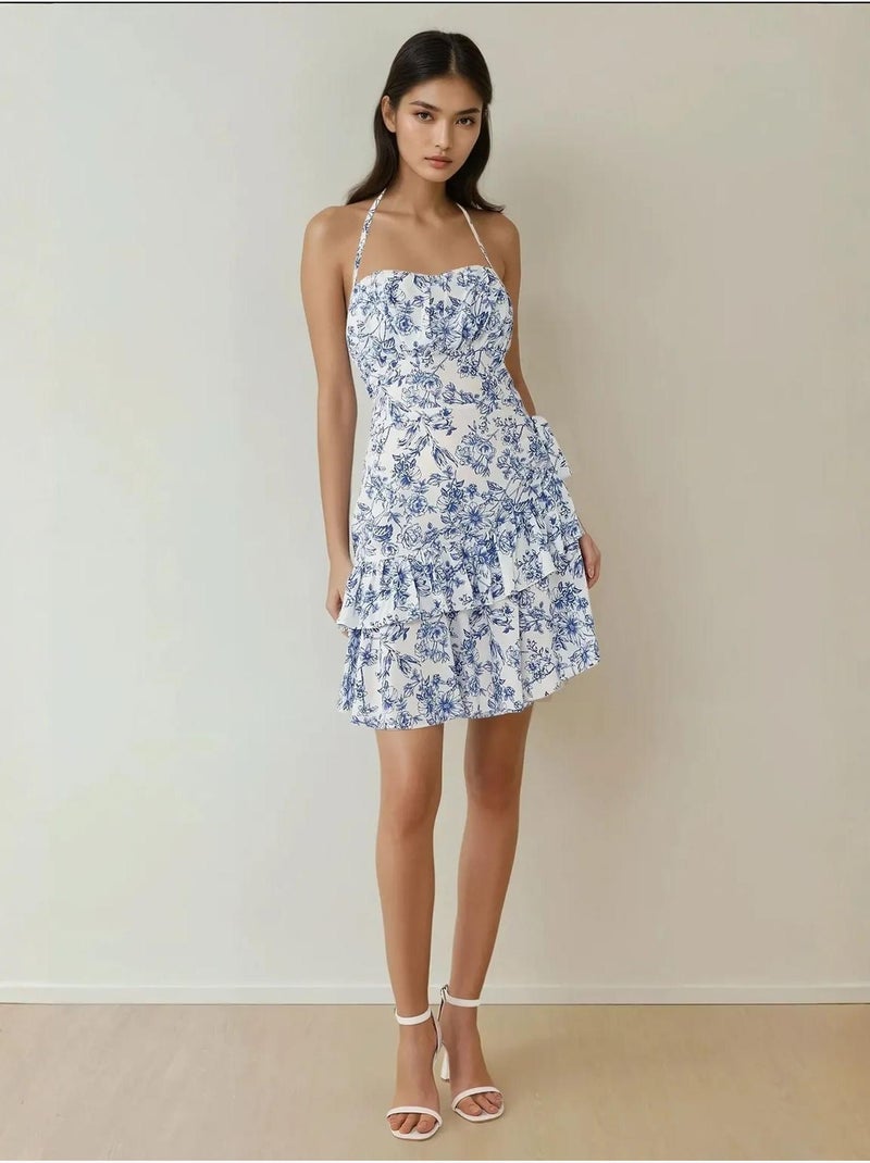 Mini abito con motivo floreale Blu - Kiabi
