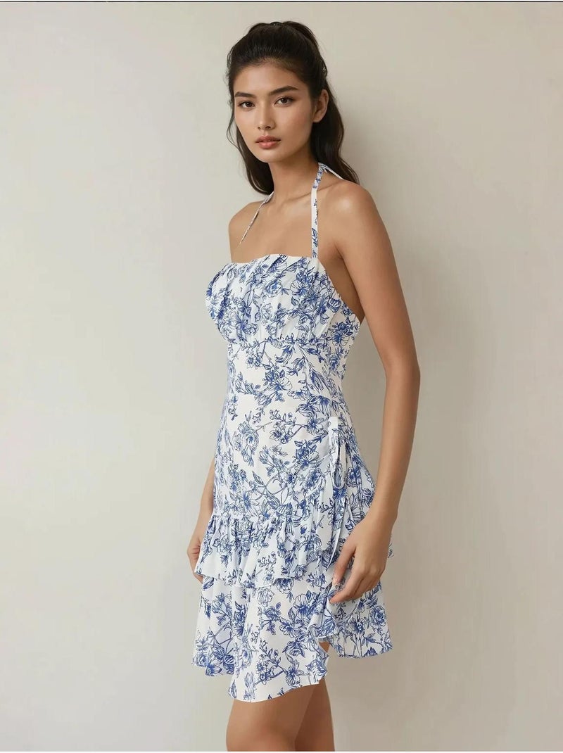 Mini abito con motivo floreale Blu - Kiabi