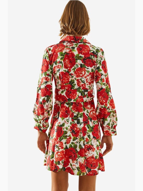 Mini abito con stampa floreale e cintura in colletto a camicia lucci - Kiabi