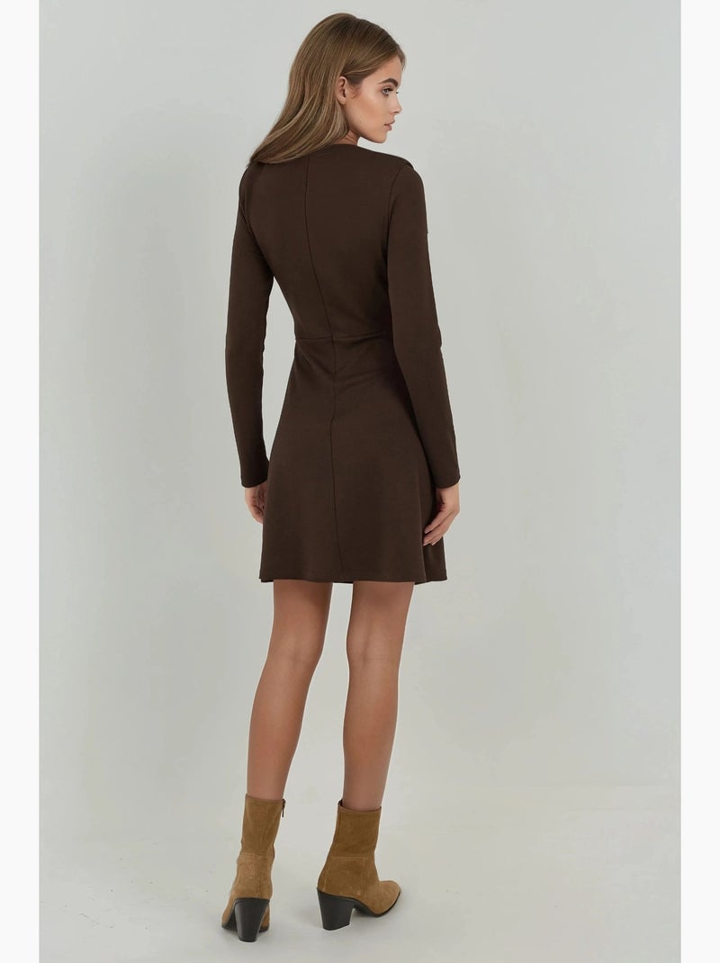 Mini abito drappeggiato con girocollo hiccup Marrone scuro - Kiabi