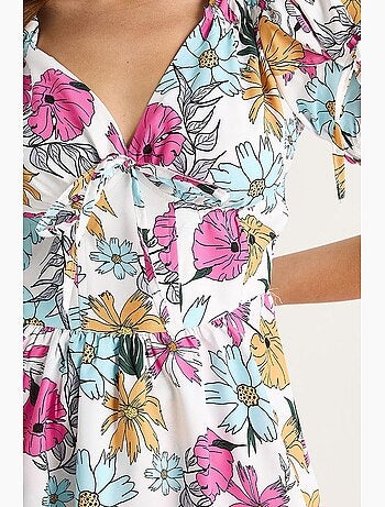 Mini abito floreale con cut-out e scollo a v lucci