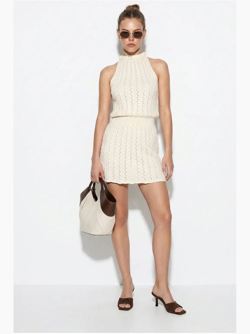 Mini abito halter in maglia a trecce lucci - Kiabi
