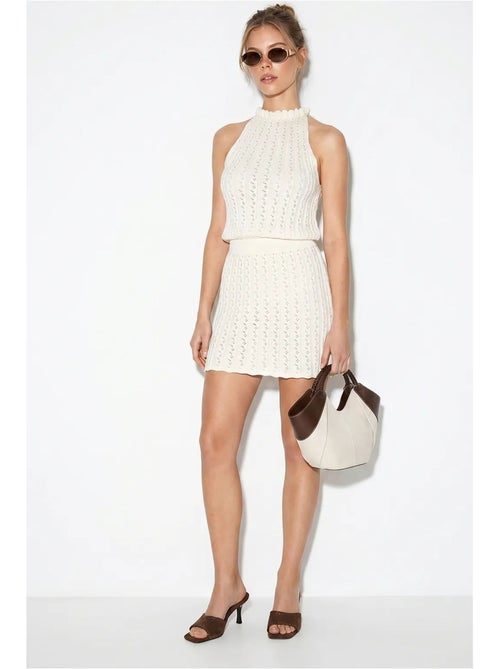 Mini abito halter in maglia a trecce lucci - Kiabi