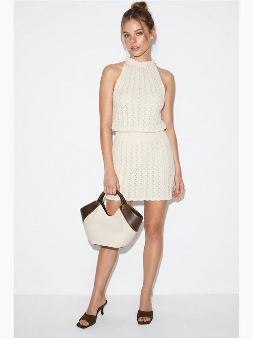 Mini abito halter in maglia a trecce lucci - Kiabi