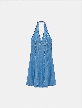 Mini abito halter in tencel dilvin