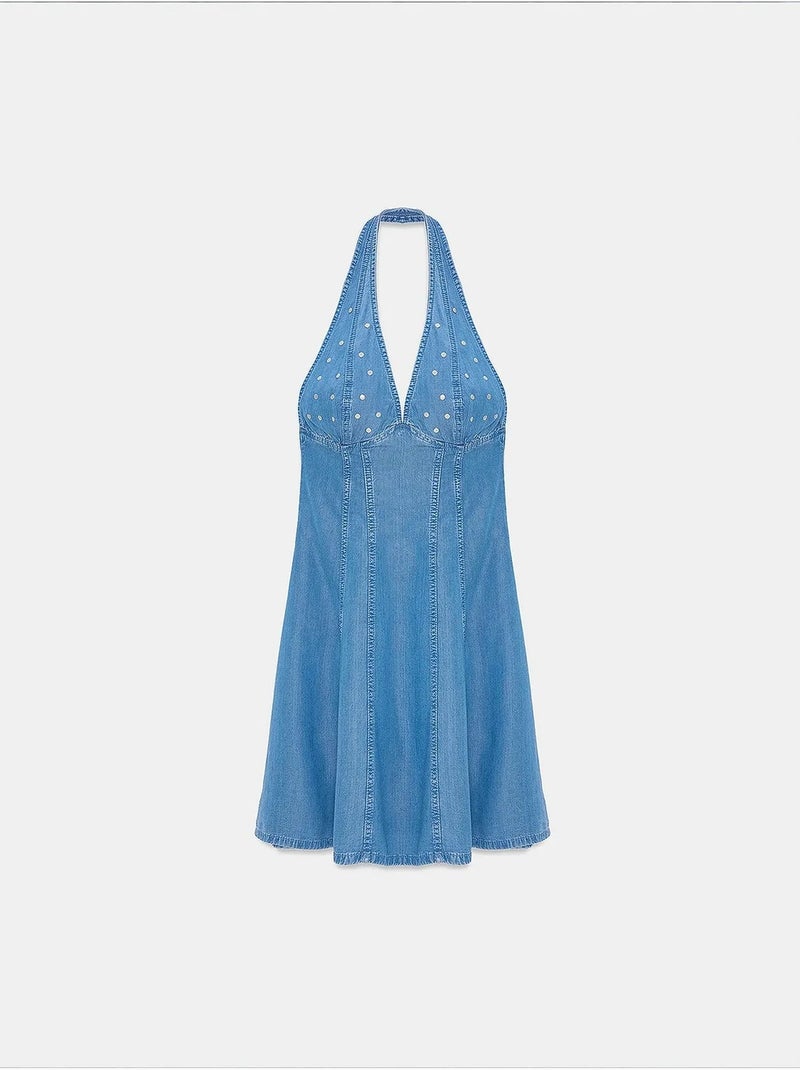 Mini abito halter in tencel dilvin Blu zaffiro - Kiabi