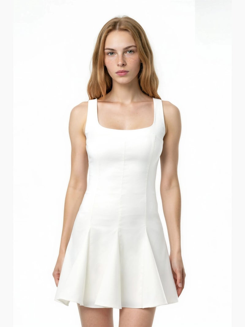 Mini abito in bengalina elasticizzata con scollo quadrato hiccup Bianco - Kiabi