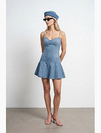 Mini abito in denim senza maniche dilvin