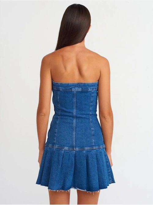 Mini abito in denim senza spalline aderente dilvin - Kiabi Mini abito in denim senza spalline aderente dilvin - Kiabi