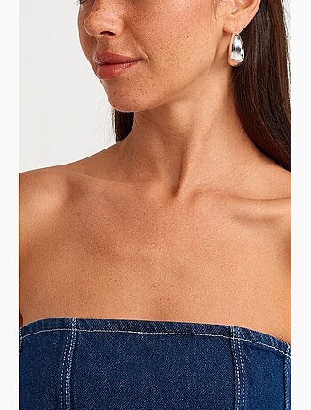 Mini abito in denim senza spalline con cintura dilvin
