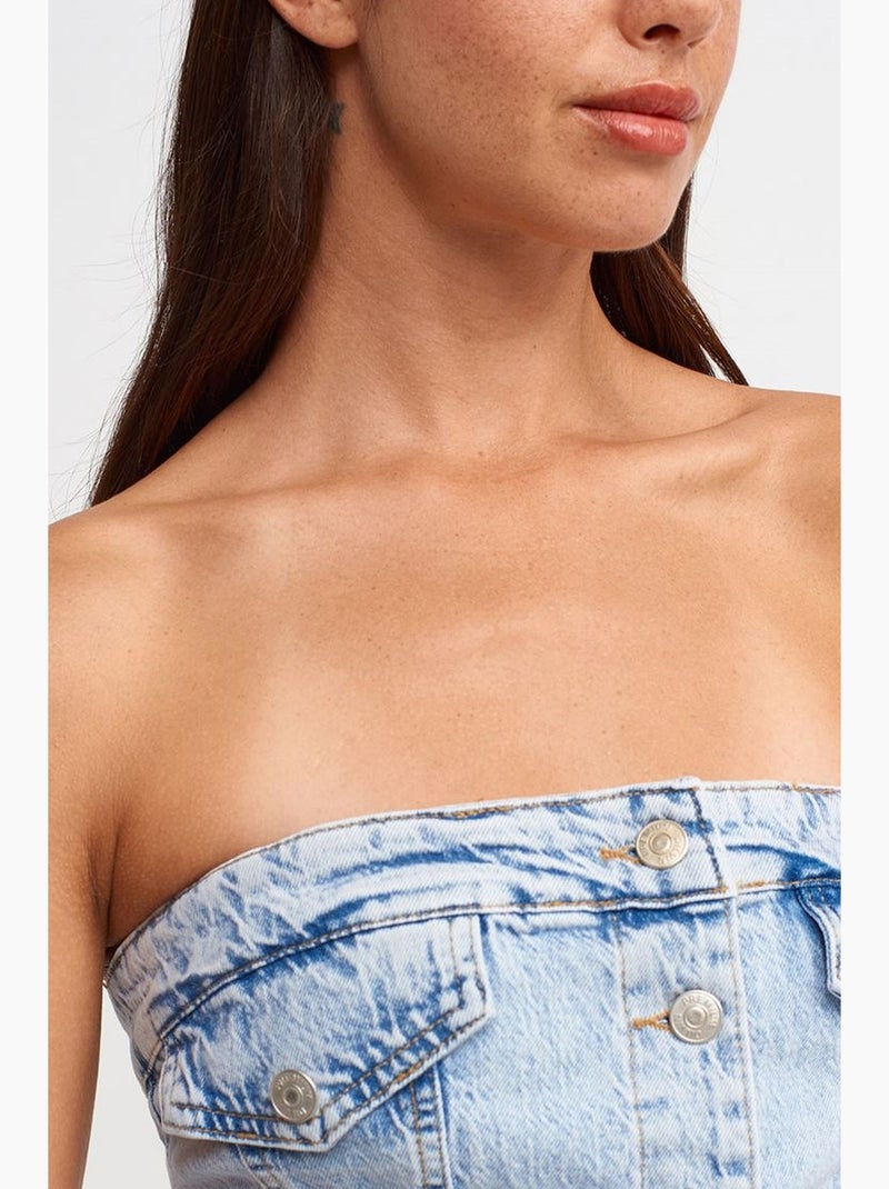 Mini abito in denim senza spalline dilvin Blu chiaro - Kiabi