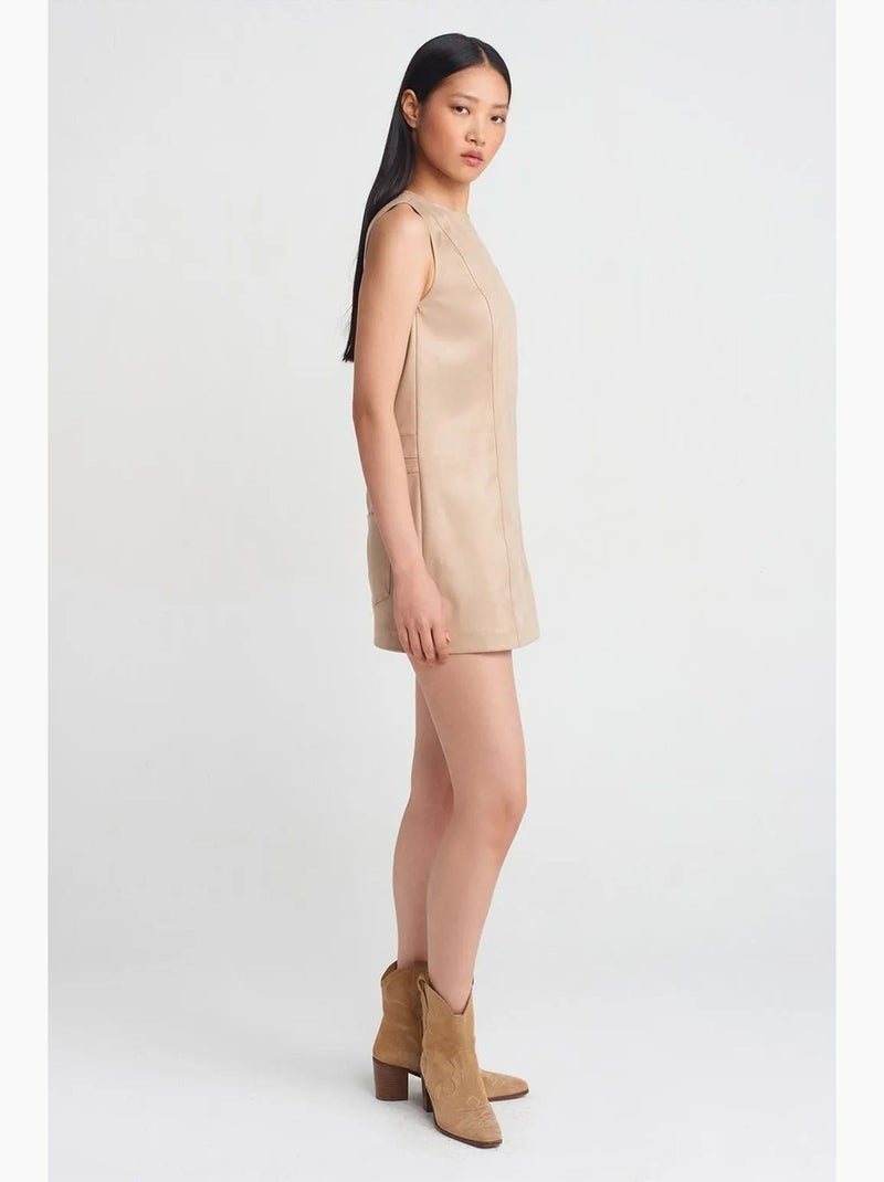 Mini abito in ecopelle senza maniche dilvin Beige argilla - Kiabi