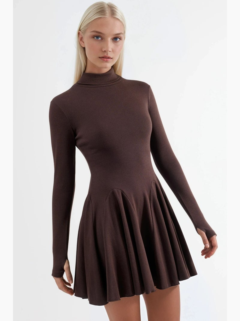 Mini abito in jersey con collo alto busem Marrone scuro - Kiabi