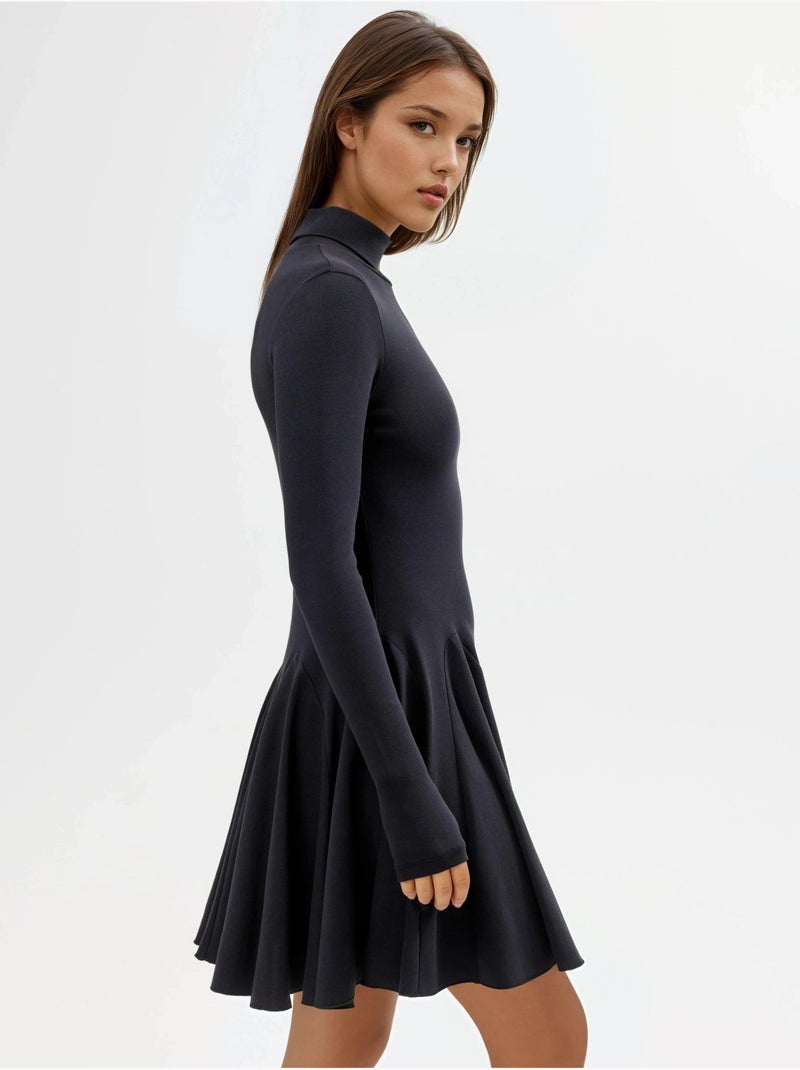 Mini abito in jersey con collo alto busem Nero - Kiabi