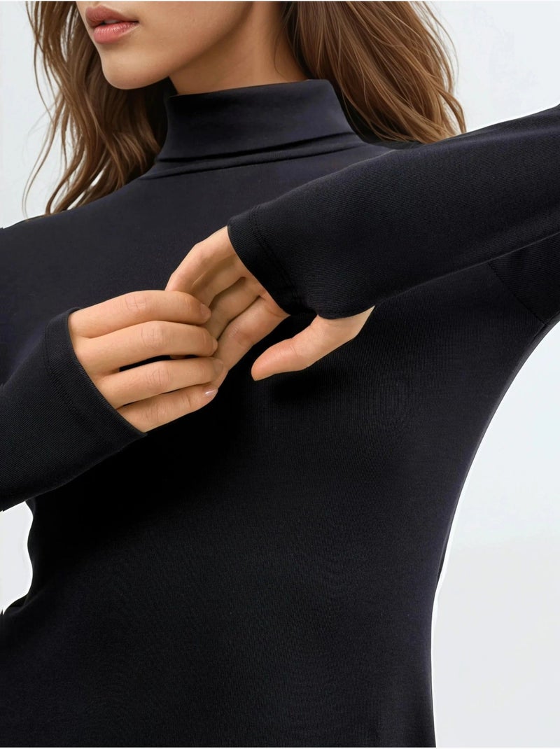 Mini abito in jersey con collo alto busem Nero - Kiabi