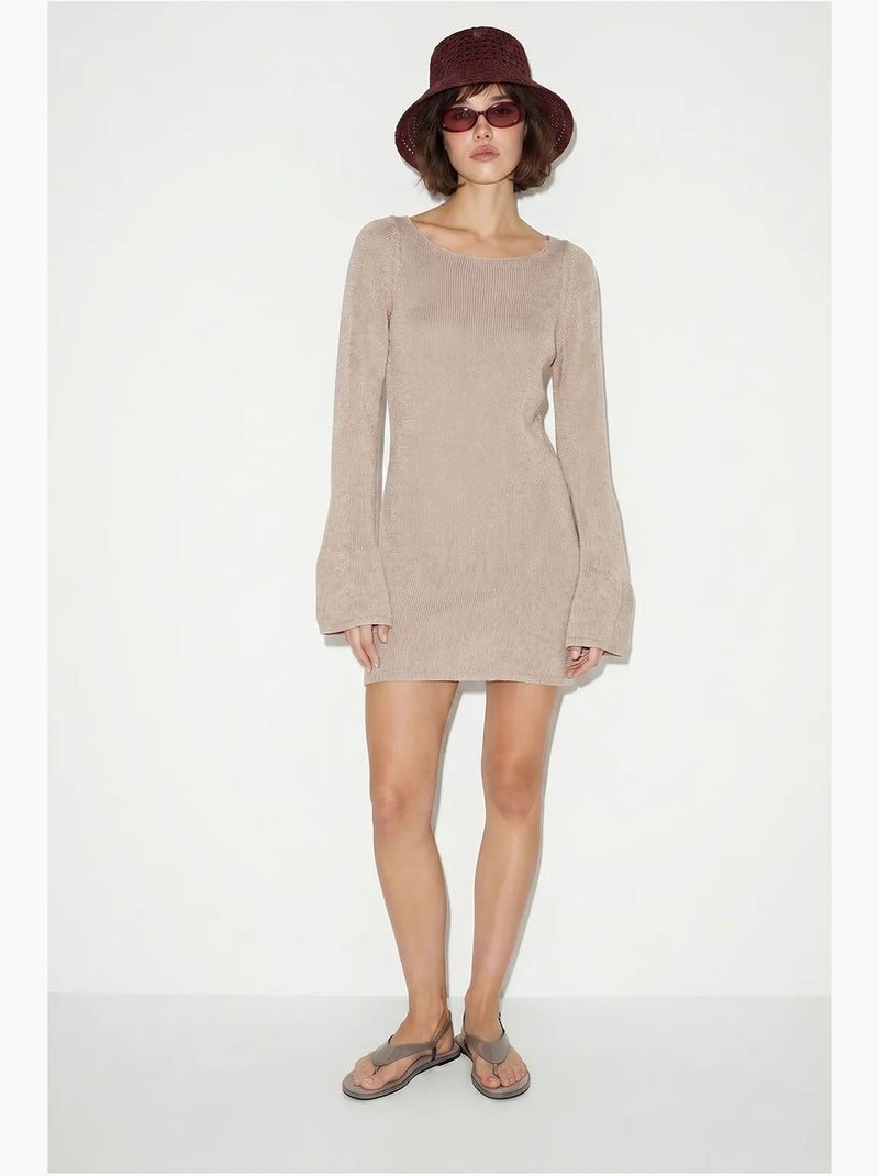 Mini abito in maglia a coste lucci Beige naturale - Kiabi
