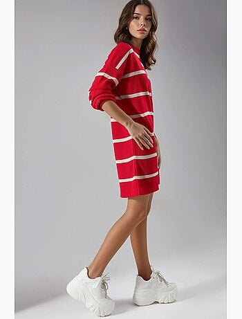 Mini abito in maglia a righe a coste con girocollo my fashion