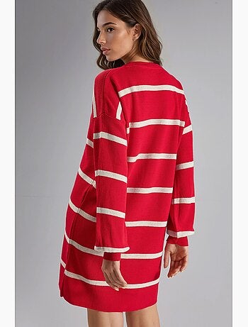 Mini abito in maglia a righe a coste con girocollo my fashion
