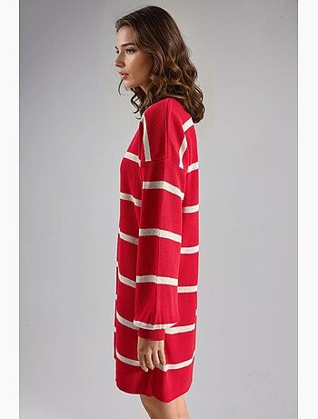 Mini abito in maglia a righe a coste con girocollo my fashion