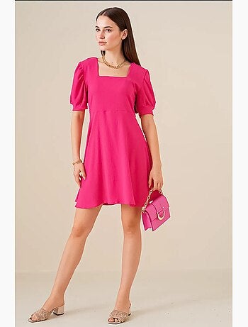 Mini abito in maglia con scollo quadrato in palissandro bdart