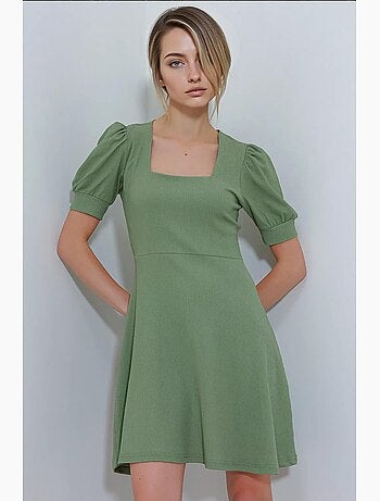 Mini abito in maglia con scollo quadrato in palissandro bdart